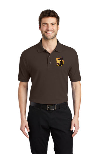 Brown UPS uniform polo shirt with silk touch fabric for workwear