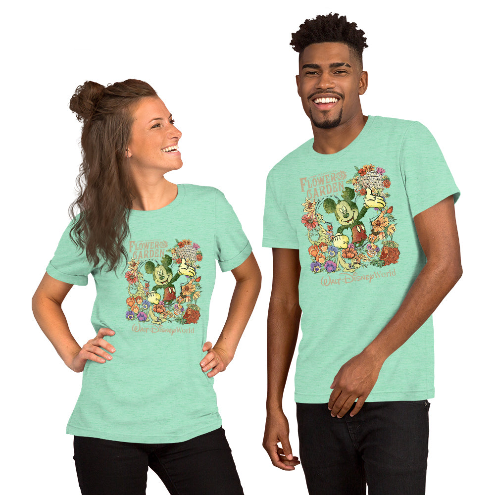 Mint green t-shirt with Disney mickey character and floral design