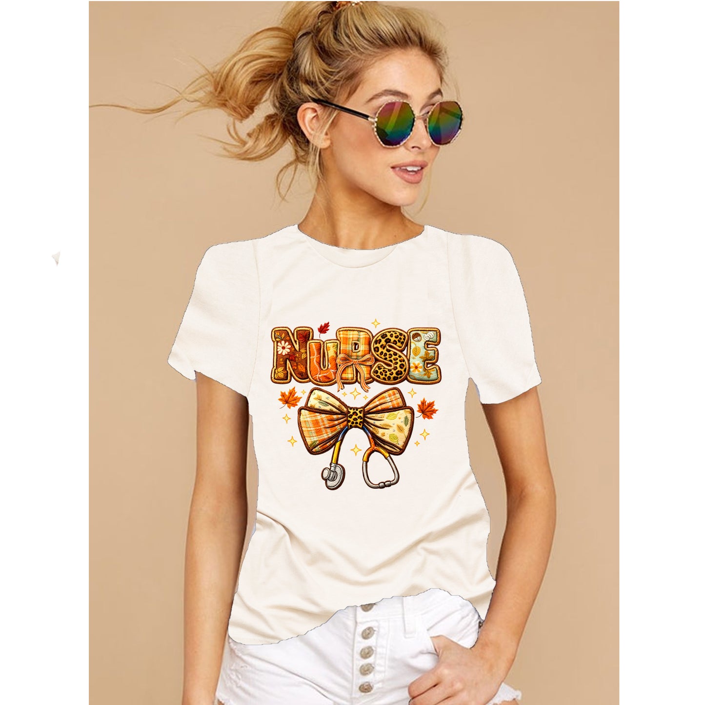 Fall Nurse Shirt – Autumn Bow RN Gift Tee for Women