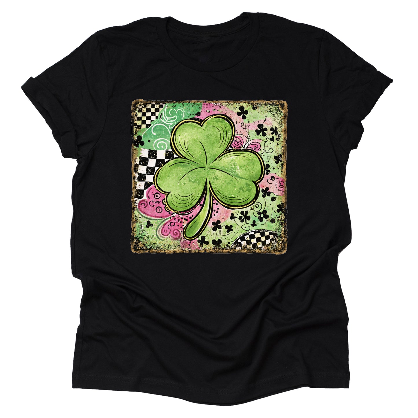 Shamrock clover shirt with vintage green clover St Patrick Day graphic design