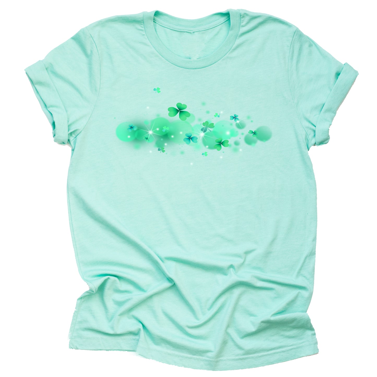 Shamrock sparkle printed shirt with clover graphic for St Patrick’s Day
