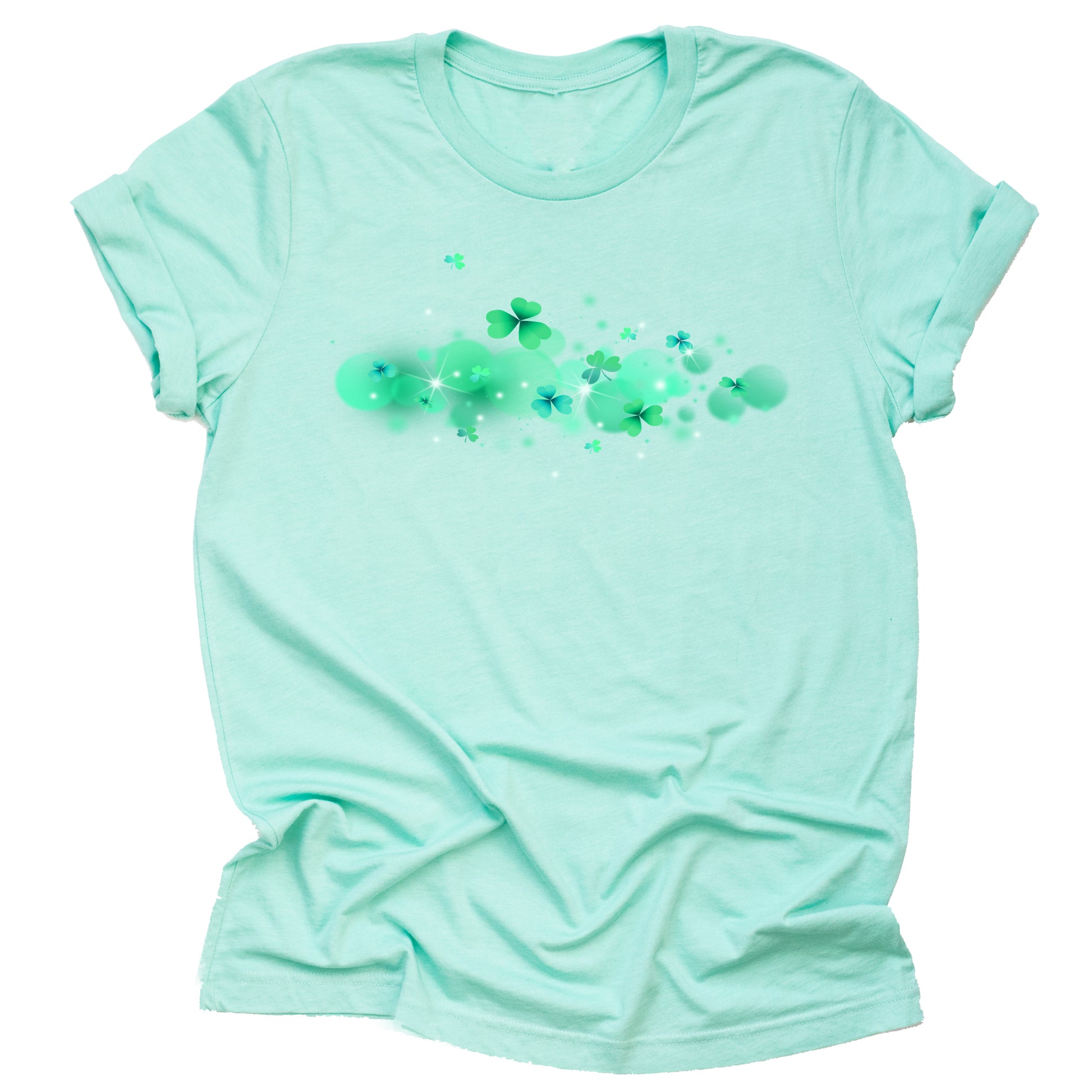 Shamrock sparkle printed shirt with clover graphic for St Patrick’s Day