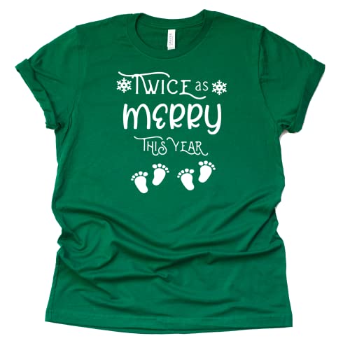Twice as Merry This Year Christmas Twins Pregnancy Announcement Shirt Premium T-Shirt