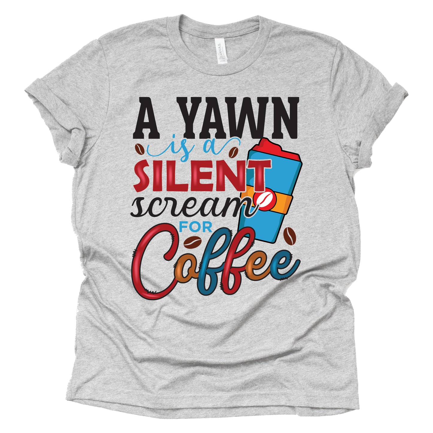 A Yawn is a Silent Scream for Coffee T-Shirt for Women Coffee Letters Print Shirt with Funny Sayings Casual Tee Tops
